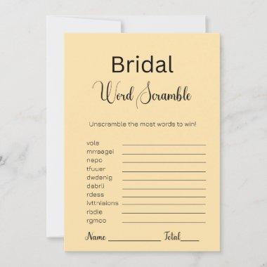 Peach Bridal Word Scramble Game Invitations
