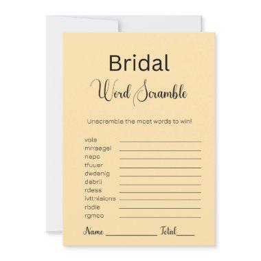 Peach Bridal Word Scramble Game Invitations