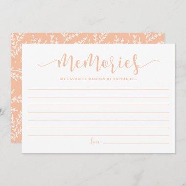Peach Calligraphy Favorite Memory of the Bride Advice Card