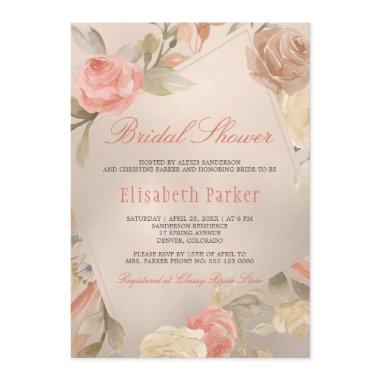 Peach Cream Faux Gold Foil Floral