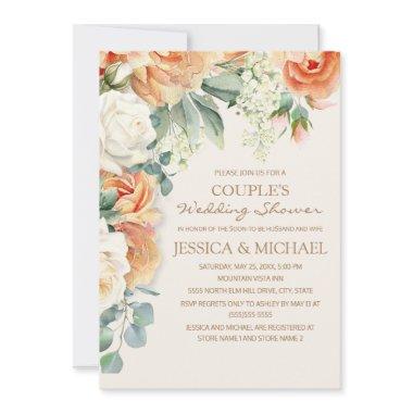 Peach Cream Watercolor Floral Couple's Shower