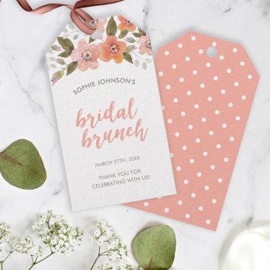 Peach Delicate Floral Bridal Brunch Gift Tags