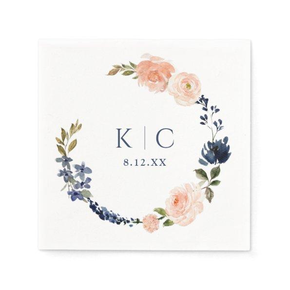 Peach & Dusty Blue Botanical Garden  Napkins
