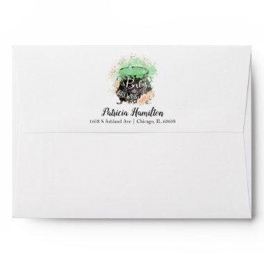 Peach Floral Cute Halloween Baby Shower Envelope