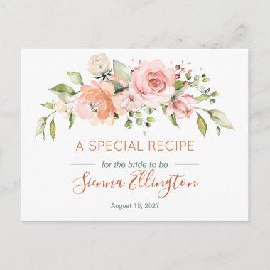 Peach floral & Greenery, Bridal Shower recipe PostInvitations