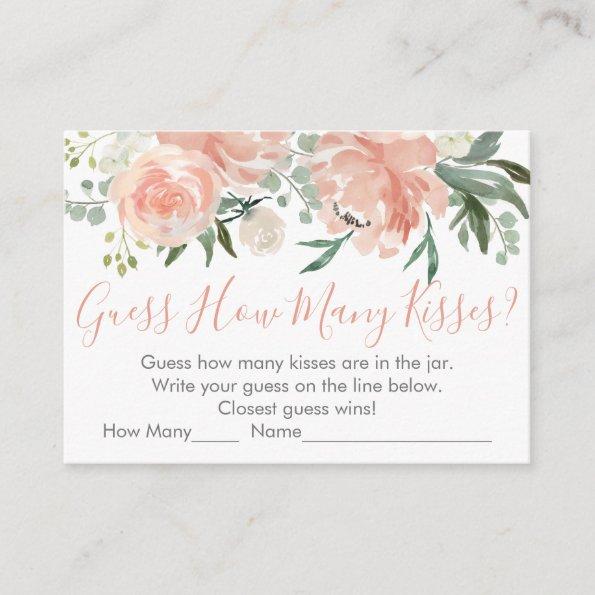 Peach Floral Guess How Many Bridal Shower Game Enclosure Invitations