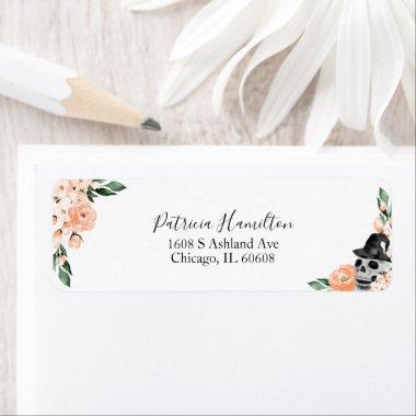 Peach Floral Halloween  Label