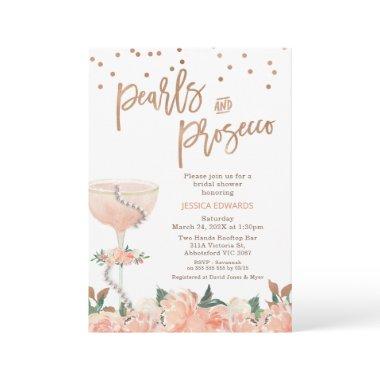 Peach Floral Pearls Prosecco Bridals Shower