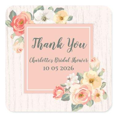 Peach Flowers Thank You  Favor Tag