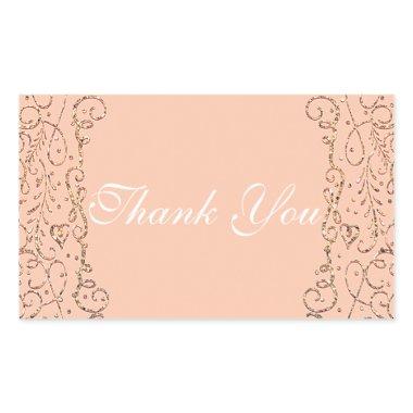 Peach Gold Royal Castle Fairy Tale Princess Favor Rectangular Sticker