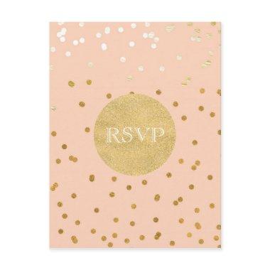 Peach & Gold Shiny Confetti Dots Chic Modern RSVP Invitation Post