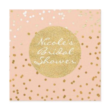Peach & Gold Shiny Confetti Dots Modern Chic