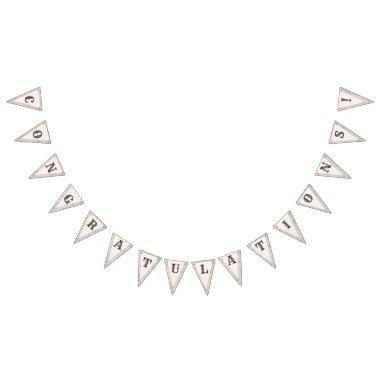 Peach & Gray Marble Monogramed Wedding Bunting Flags