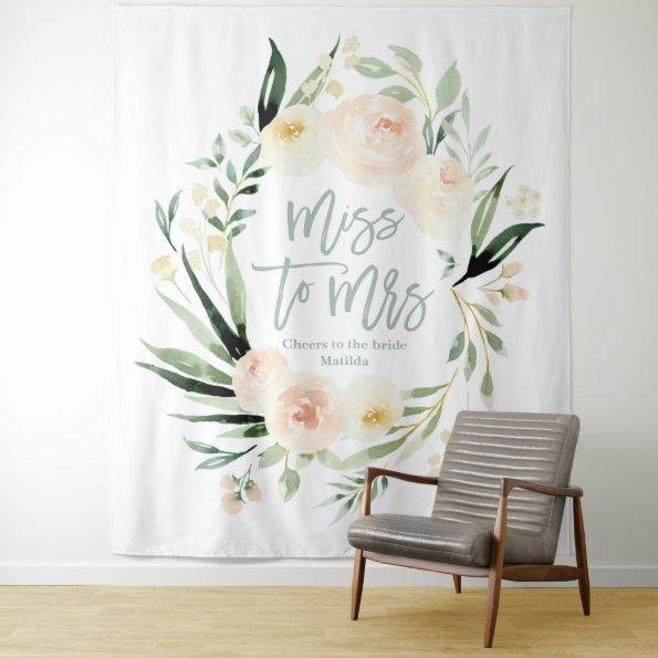 Peach green floral bridal shower Miss to Mrs Tapestry