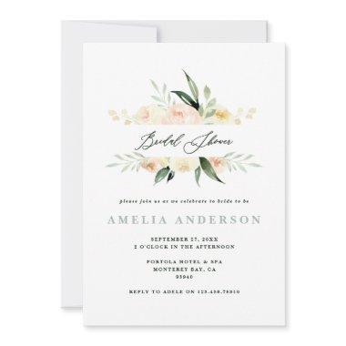 Peach green watercolor floral