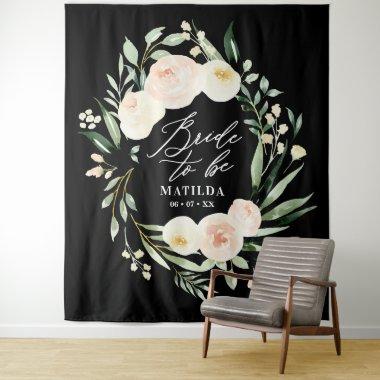 Peach + green watercolor floral bride to be tapestry
