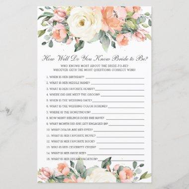 Peach Ivory Floral How Well You Know Bride to Be