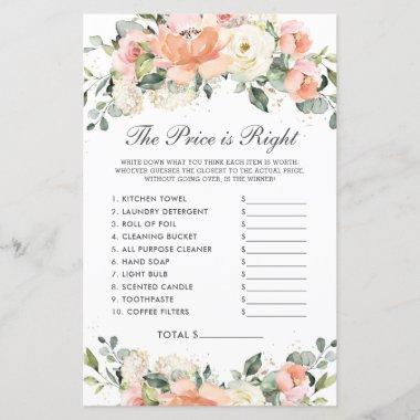 Peach Ivory Floral Shower Price is Right Game