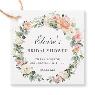 Peach Ivory Pink Floral Bridal Shower Thank You Favor Tags
