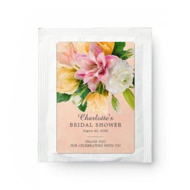 Peach Meadow Floral Bridal Shower Tea Bag Drink Mix