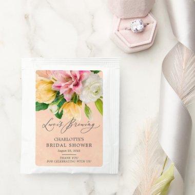 Peach Meadow Floral Bridal Shower Tea Bag Drink Mix