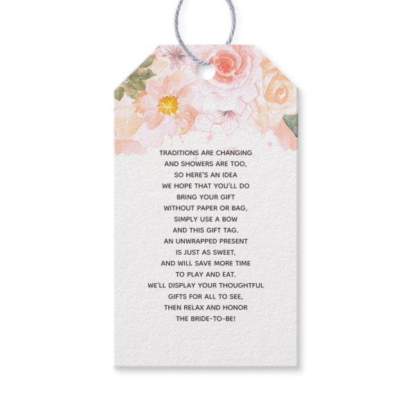 Peach Mint Succulent Floral Bridal Display Shower Gift Tags