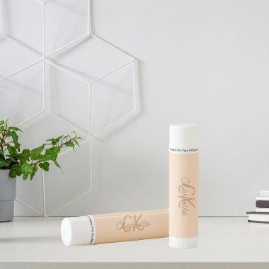 Peach monogram name lip balm