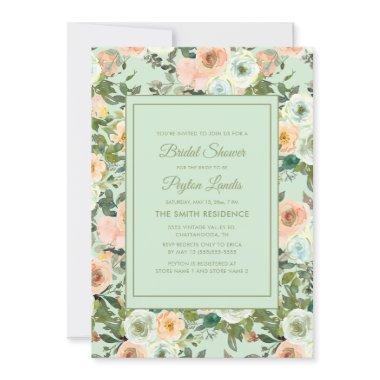 Peach Neo Mint Dusty Blue Floral