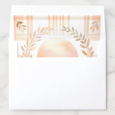 Peach Orange Sun Floral Leaf and Plaid Pattern Envelope Liner
