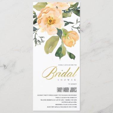 PEACH PEONY FLORAL BUNCH WATERCOLOR BRIDAL SHOWER Invitations