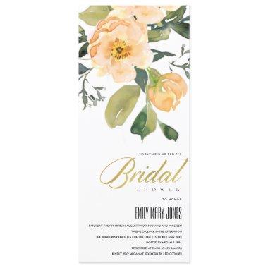 PEACH PEONY FLORAL BUNCH WATERCOLOR BRIDAL SHOWER Invitations