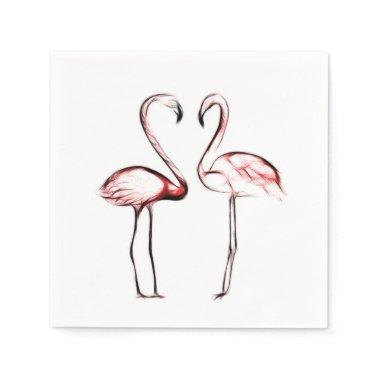 Peach Pink Flamingos Flamingo Chic Trendy Pool Napkins