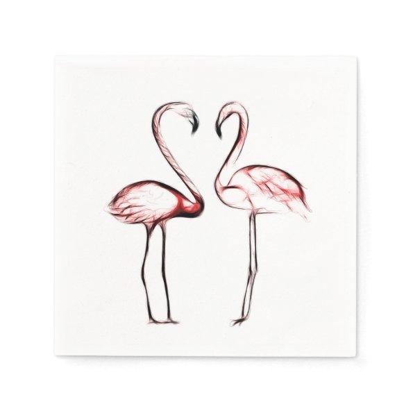 Peach Pink Flamingos Flamingo Chic Trendy Pool Napkins