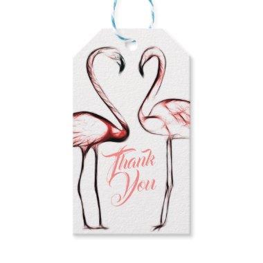 Peach Pink Flamingos Flamingo Party Favor Gift Tags