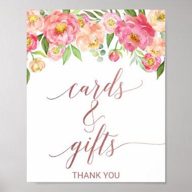 Peach & Pink Peony Rose Gold Invitations and Gifts Sign