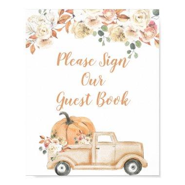 Peach Pumpkin Rustic Truck Please Sign our Guest