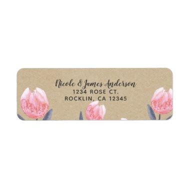 Peach Spring Watercolor Tulips Bridal Shower Party Label