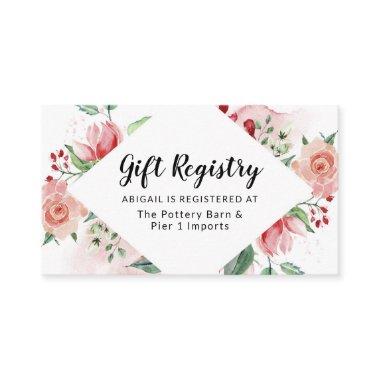 Peach Watercolor Floral Frame Chic Gift Registry Enclosure