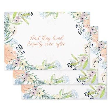 Peach Watercolor Flowers Frame Personalized Wrapping Paper Sheets