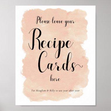 Peach Watercolor Recipe Invitations Bridal Shower Sign