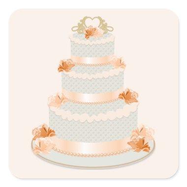 Peach Wedding Cake Sticker