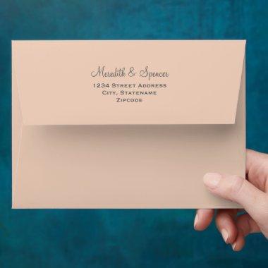 Peach Wedding elegant return address wedding Envelope