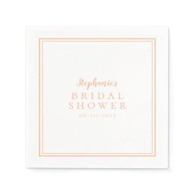 Peach & White Bridal Shower Wedding Simple Modern Napkins