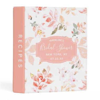 Peach & White Flourish Bridal Shower Recipe Invitations Mini Binder