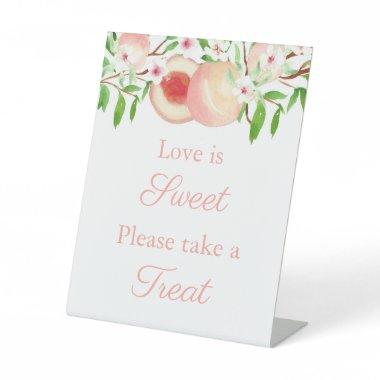 Peaches Bridal Shower Love Is Sweet Treat Table Pedestal Sign