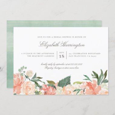 Peaches & Cream Summer Floral Bridal Shower Invitations