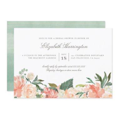 Peaches & Cream Summer Floral Bridal Shower Invitations