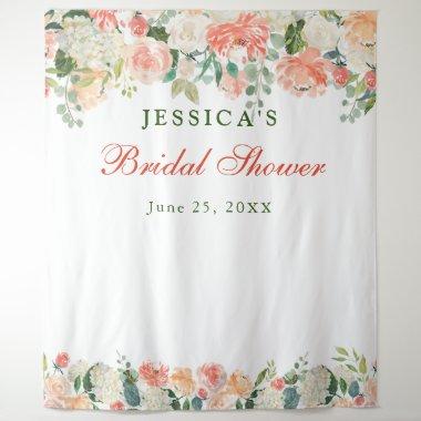 Peaches Floral Bridal Shower Photo Booth Backdrop