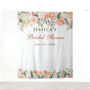 Peaches Floral Bridal Shower Photo Booth Backdrop