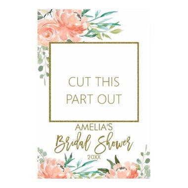 Peaches floral bridal shower photo booth frame poster